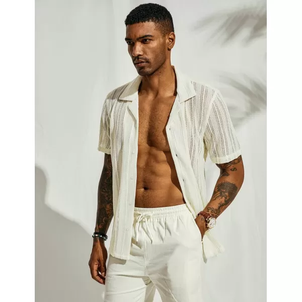 PJ PAUL JONES Men's Casual Button Down Shirts Cuban Collar Summer Beach Shirts