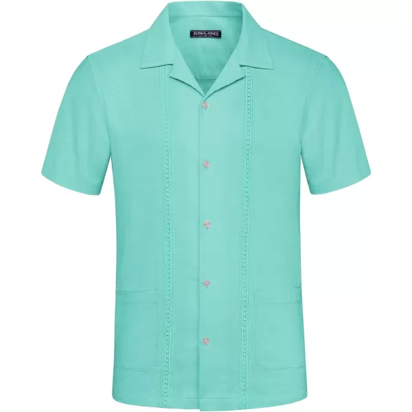 PJ PAUL JONES Mens Casual Button Down Shirts Linen Cuban Guayabera Beach Shirt