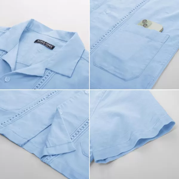 PJ PAUL JONES Mens Casual Button Down Shirts Linen Cuban Guayabera Beach Shirt