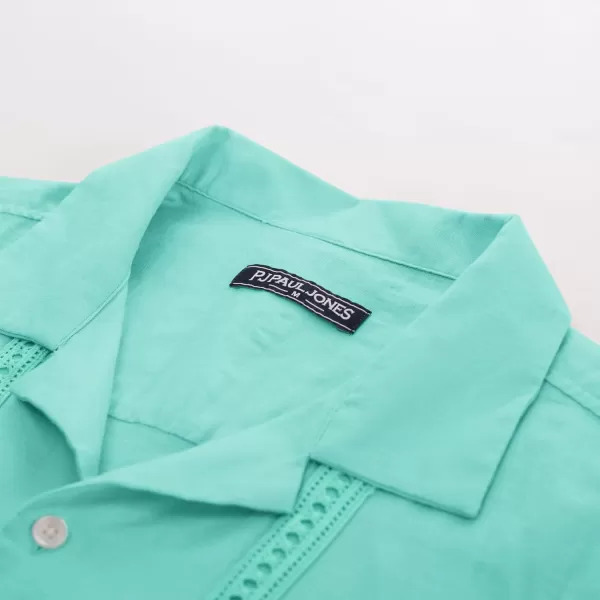 PJ PAUL JONES Mens Casual Button Down Shirts Linen Cuban Guayabera Beach Shirt