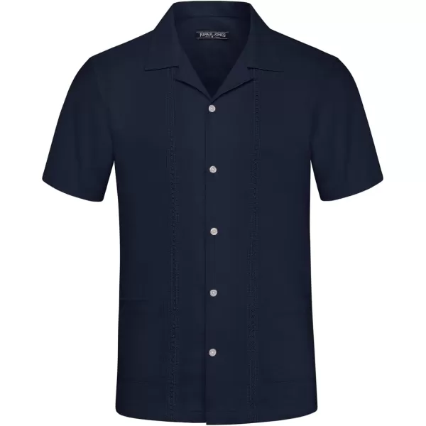 PJ PAUL JONES Mens Casual Button Down Shirts Linen Cuban Guayabera Beach Shirt
