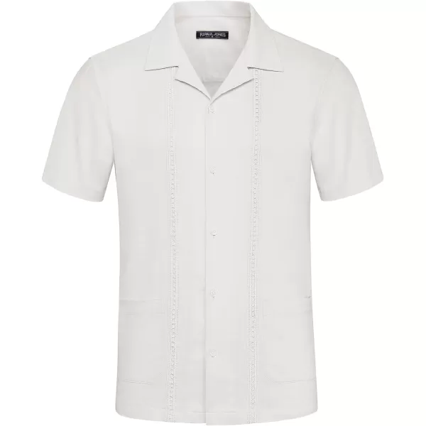 PJ PAUL JONES Mens Casual Button Down Shirts Linen Cuban Guayabera Beach Shirt