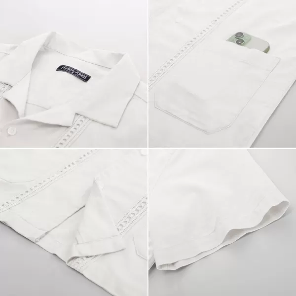 PJ PAUL JONES Mens Casual Button Down Shirts Linen Cuban Guayabera Beach Shirt