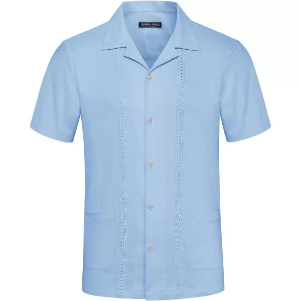 PJ PAUL JONES Mens Casual Button Down Shirts Linen Cuban Guayabera Beach Shirt