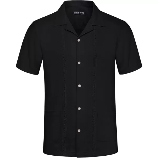 PJ PAUL JONES Mens Casual Button Down Shirts Linen Cuban Guayabera Beach Shirt