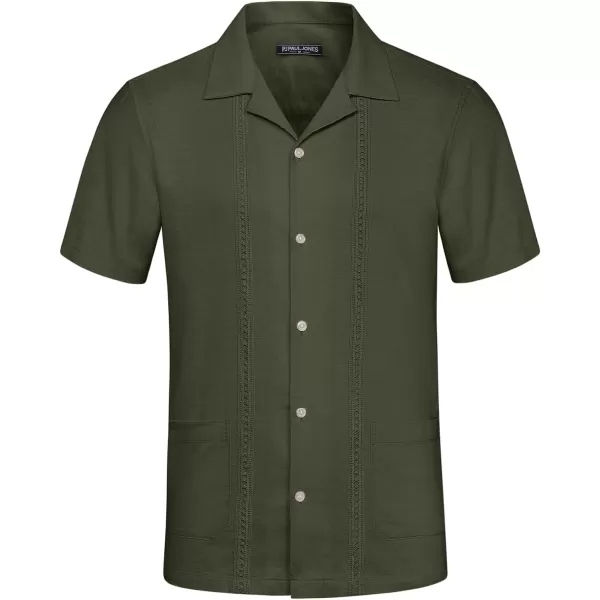 PJ PAUL JONES Mens Casual Button Down Shirts Linen Cuban Guayabera Beach Shirt