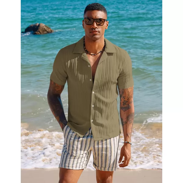 PJ PAUL JONES Men's Casual Button Down Shirts Short Sleeve Summer Shirts Wrinkle-Free Shirts Textured Beach Shirts