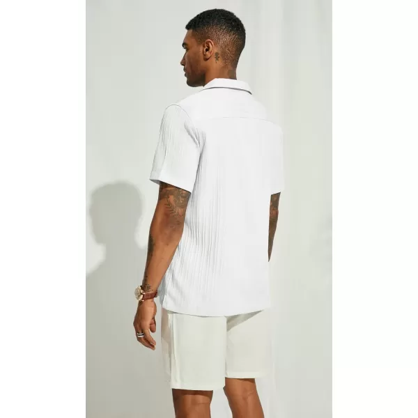 PJ PAUL JONES Men's Casual Button Down Shirts Short Sleeve Summer Shirts Wrinkle-Free Shirts Textured Beach Shirts