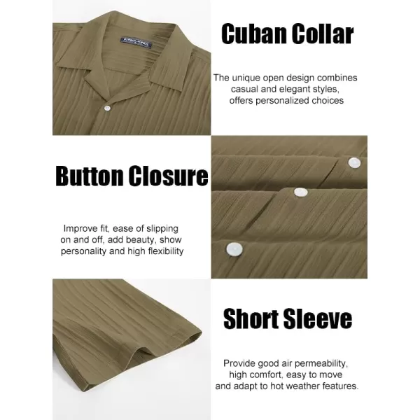 PJ PAUL JONES Men's Casual Button Down Shirts Short Sleeve Summer Shirts Wrinkle-Free Shirts Textured Beach Shirts