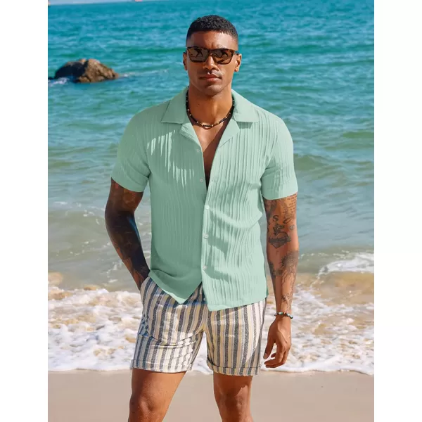 PJ PAUL JONES Men's Casual Button Down Shirts Short Sleeve Summer Shirts Wrinkle-Free Shirts Textured Beach Shirts