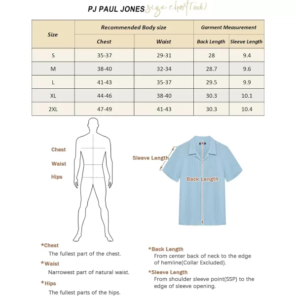 PJ PAUL JONES Men's Casual Button Down Shirts Short Sleeve Summer Shirts Wrinkle-Free Shirts Textured Beach Shirts