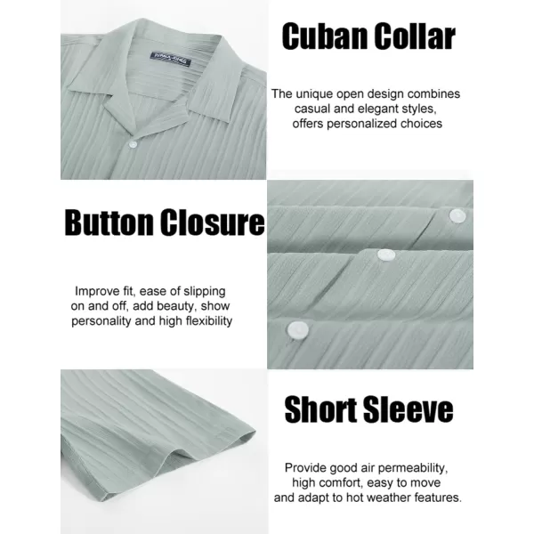 PJ PAUL JONES Men's Casual Button Down Shirts Short Sleeve Summer Shirts Wrinkle-Free Shirts Textured Beach Shirts