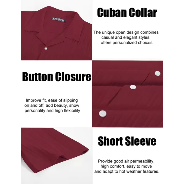 PJ PAUL JONES Men's Casual Button Down Shirts Short Sleeve Summer Shirts Wrinkle-Free Shirts Textured Beach Shirts