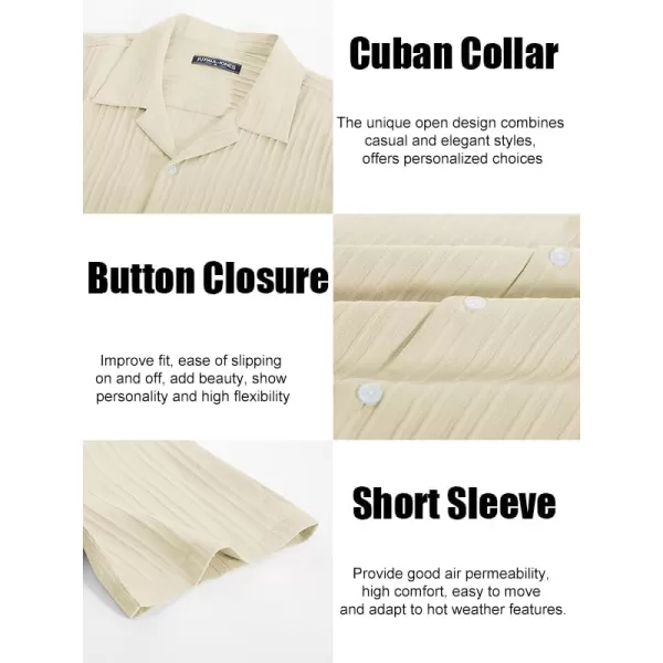 PJ PAUL JONES Men's Casual Button Down Shirts Short Sleeve Summer Shirts Wrinkle-Free Shirts Textured Beach Shirts