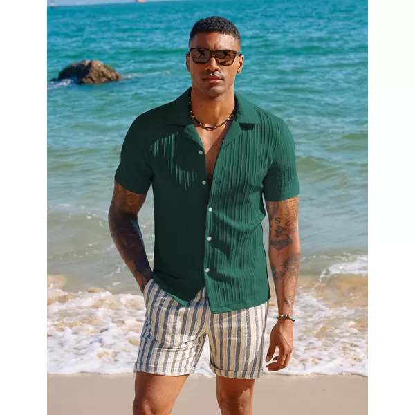 PJ PAUL JONES Men's Casual Button Down Shirts Short Sleeve Summer Shirts Wrinkle-Free Shirts Textured Beach Shirts