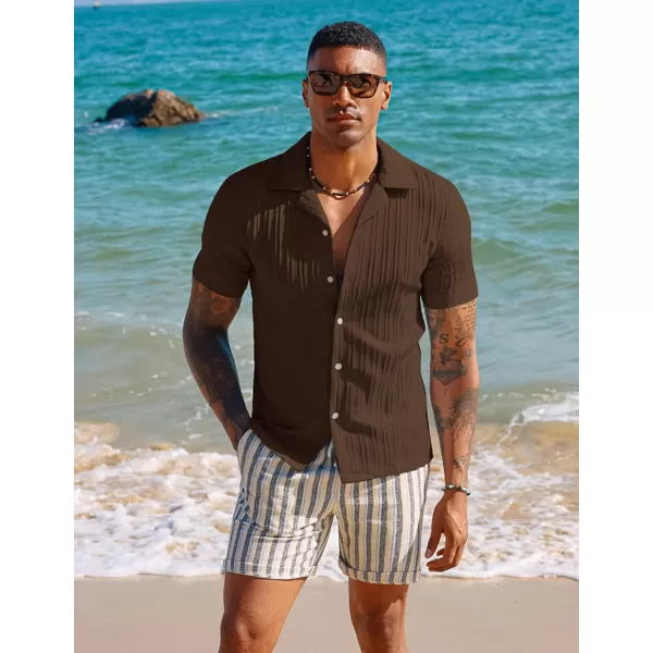 PJ PAUL JONES Men's Casual Button Down Shirts Short Sleeve Summer Shirts Wrinkle-Free Shirts Textured Beach Shirts