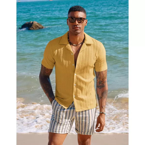 PJ PAUL JONES Men's Casual Button Down Shirts Short Sleeve Summer Shirts Wrinkle-Free Shirts Textured Beach Shirts