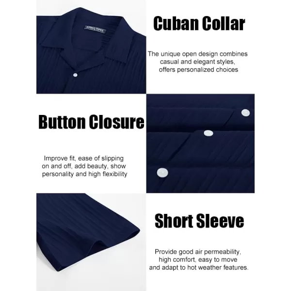 PJ PAUL JONES Men's Casual Button Down Shirts Short Sleeve Summer Shirts Wrinkle-Free Shirts Textured Beach Shirts