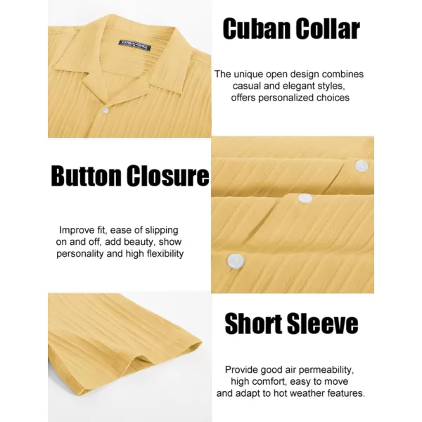 PJ PAUL JONES Men's Casual Button Down Shirts Short Sleeve Summer Shirts Wrinkle-Free Shirts Textured Beach Shirts