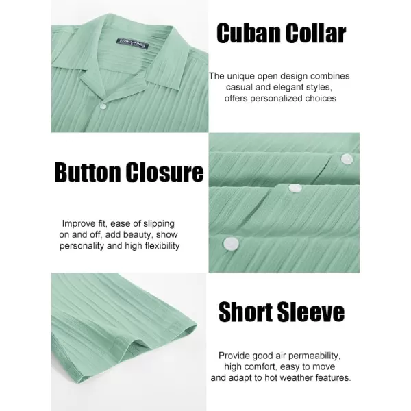 PJ PAUL JONES Men's Casual Button Down Shirts Short Sleeve Summer Shirts Wrinkle-Free Shirts Textured Beach Shirts