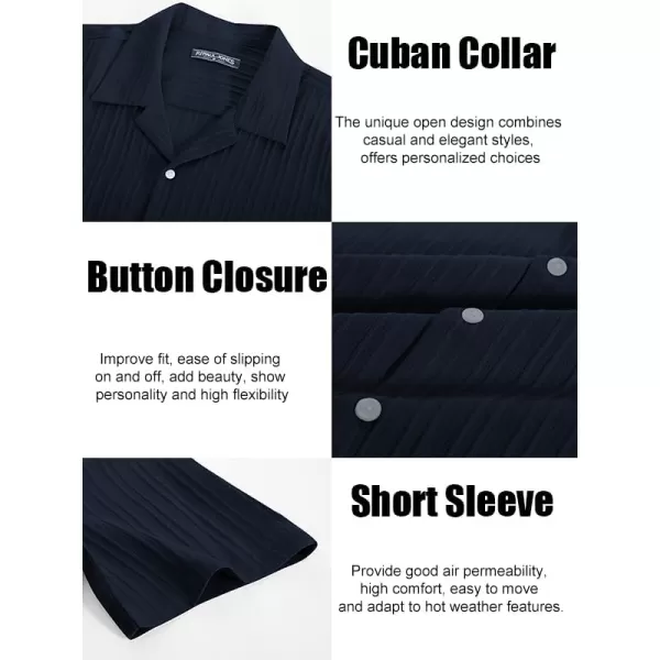 PJ PAUL JONES Men's Casual Button Down Shirts Short Sleeve Summer Shirts Wrinkle-Free Shirts Textured Beach Shirts