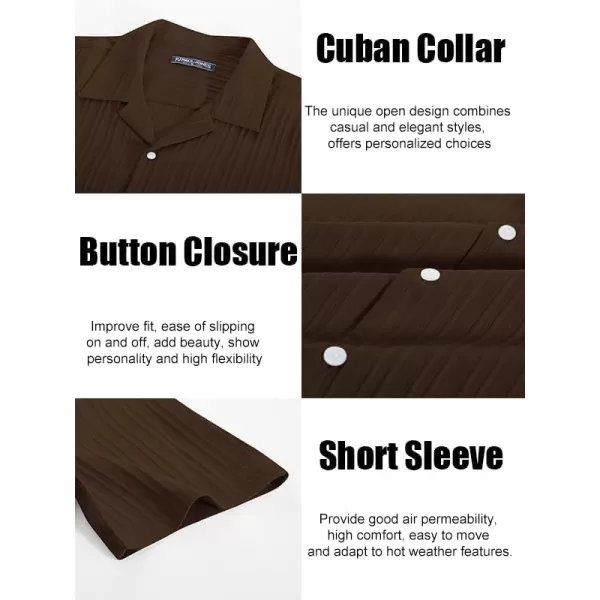 PJ PAUL JONES Men's Casual Button Down Shirts Short Sleeve Summer Shirts Wrinkle-Free Shirts Textured Beach Shirts