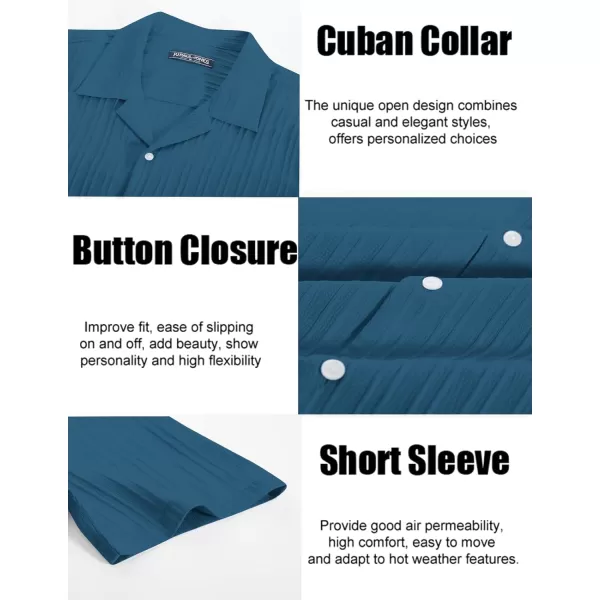 PJ PAUL JONES Men's Casual Button Down Shirts Short Sleeve Summer Shirts Wrinkle-Free Shirts Textured Beach Shirts