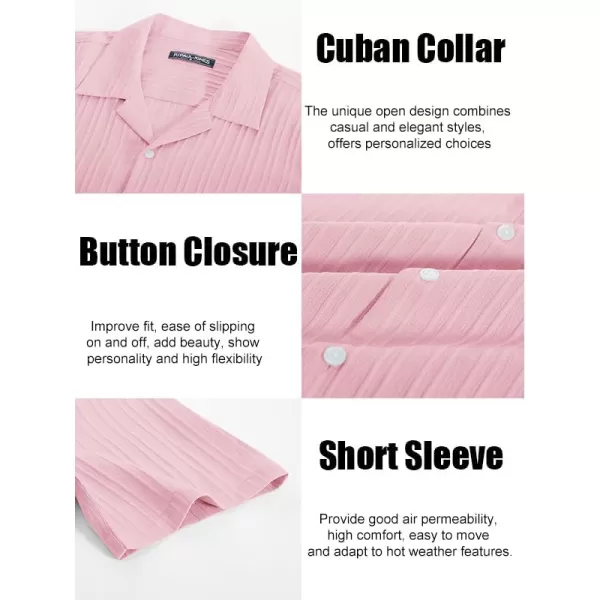 PJ PAUL JONES Men's Casual Button Down Shirts Short Sleeve Summer Shirts Wrinkle-Free Shirts Textured Beach Shirts