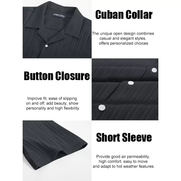 PJ PAUL JONES Men's Casual Button Down Shirts Short Sleeve Summer Shirts Wrinkle-Free Shirts Textured Beach Shirts
