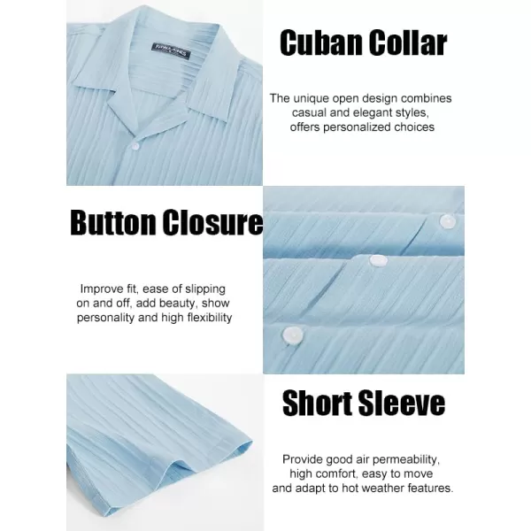 PJ PAUL JONES Men's Casual Button Down Shirts Short Sleeve Summer Shirts Wrinkle-Free Shirts Textured Beach Shirts