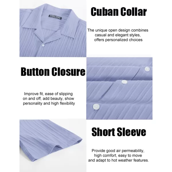 PJ PAUL JONES Men's Casual Button Down Shirts Short Sleeve Summer Shirts Wrinkle-Free Shirts Textured Beach Shirts