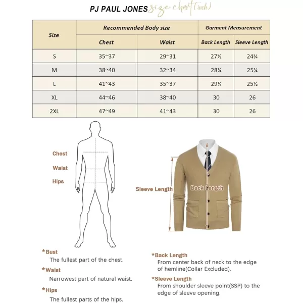 PJ PAUL JONES Men's Casual Cardigan Sweaters Long Sleeve V-Neck Cardigans Button-up Knitted Sweater