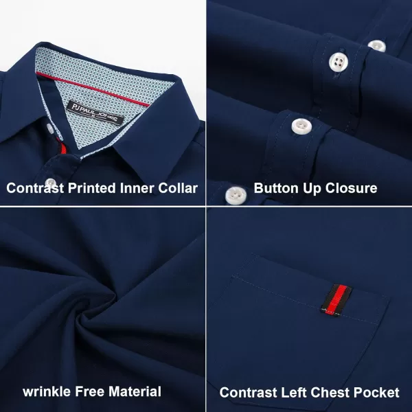 PJ PAUL JONES Men's Casual Dress Shirts Wrinkle-Free Short Sleeve Button Down Untucked Dress Shirt with Webbing Pocket
