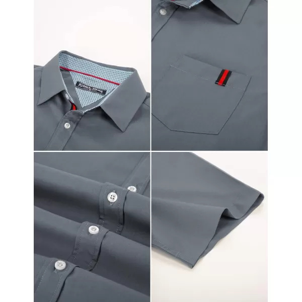 PJ PAUL JONES Men's Casual Dress Shirts Wrinkle-Free Short Sleeve Button Down Untucked Dress Shirt with Webbing Pocket
