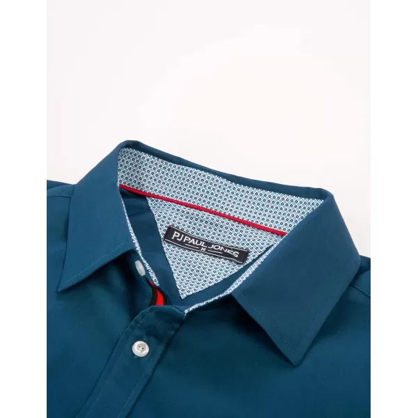 PJ PAUL JONES Men's Casual Dress Shirts Wrinkle-Free Short Sleeve Button Down Untucked Dress Shirt with Webbing Pocket