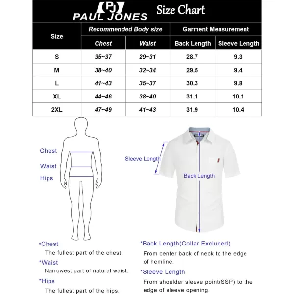 PJ PAUL JONES Men's Casual Dress Shirts Wrinkle-Free Short Sleeve Button Down Untucked Dress Shirt with Webbing Pocket