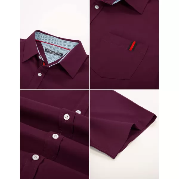 PJ PAUL JONES Men's Casual Dress Shirts Wrinkle-Free Short Sleeve Button Down Untucked Dress Shirt with Webbing Pocket