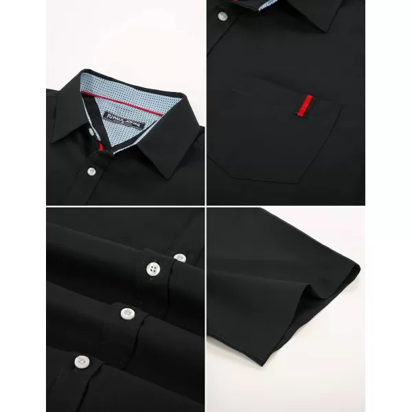 PJ PAUL JONES Men's Casual Dress Shirts Wrinkle-Free Short Sleeve Button Down Untucked Dress Shirt with Webbing Pocket