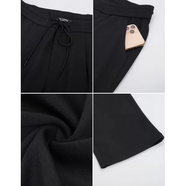 PJ PAUL JONES Men's Casual Pants Slim Fit Elastic Waist Drawstring Pants Pleated Front Tapered Trousers