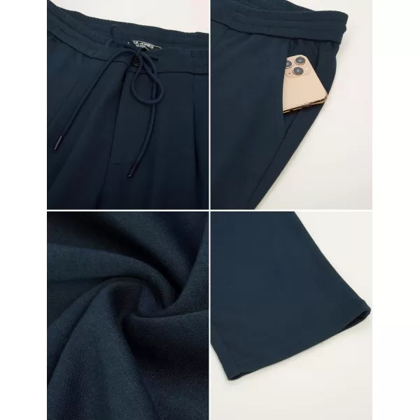 PJ PAUL JONES Men's Casual Pants Slim Fit Elastic Waist Drawstring Pants Pleated Front Tapered Trousers