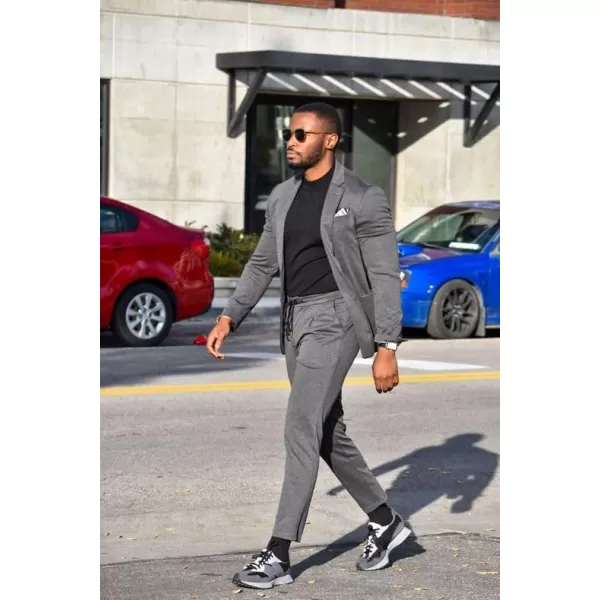 PJ PAUL JONES Men's Casual Pants Slim Fit Elastic Waist Drawstring Pants Pleated Front Tapered Trousers