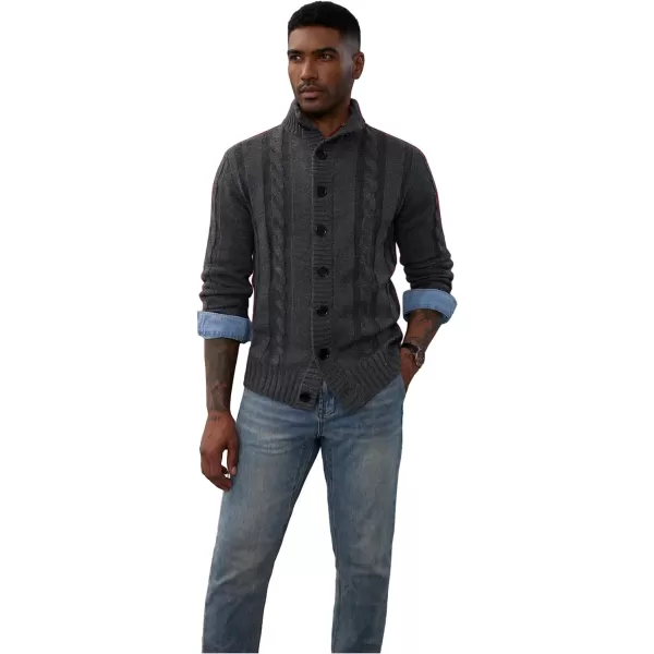 PJ PAUL JONES Men's Casual Stand Collar Cardigan Button Down Cable Knitted Sweater