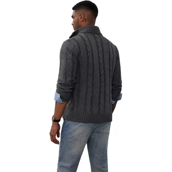 PJ PAUL JONES Men's Casual Stand Collar Cardigan Button Down Cable Knitted Sweater
