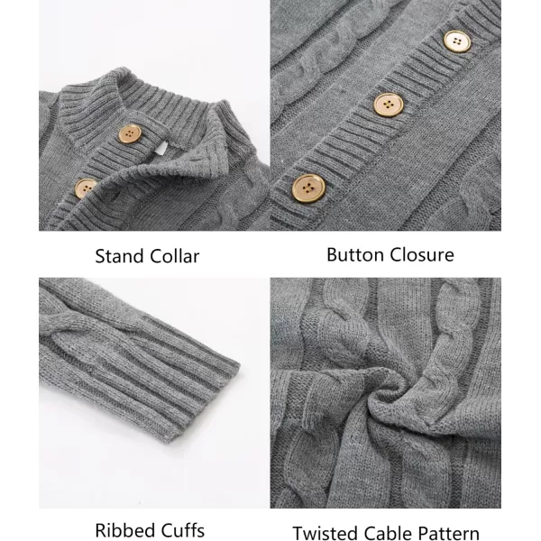 PJ PAUL JONES Men's Casual Stand Collar Cardigan Button Down Cable Knitted Sweater