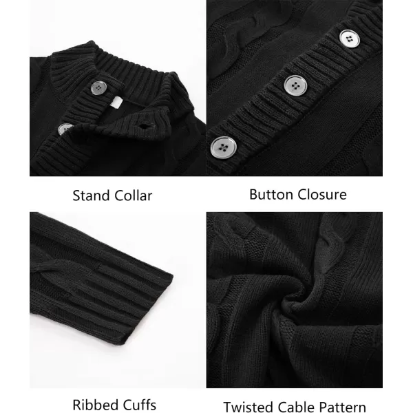PJ PAUL JONES Men's Casual Stand Collar Cardigan Button Down Cable Knitted Sweater