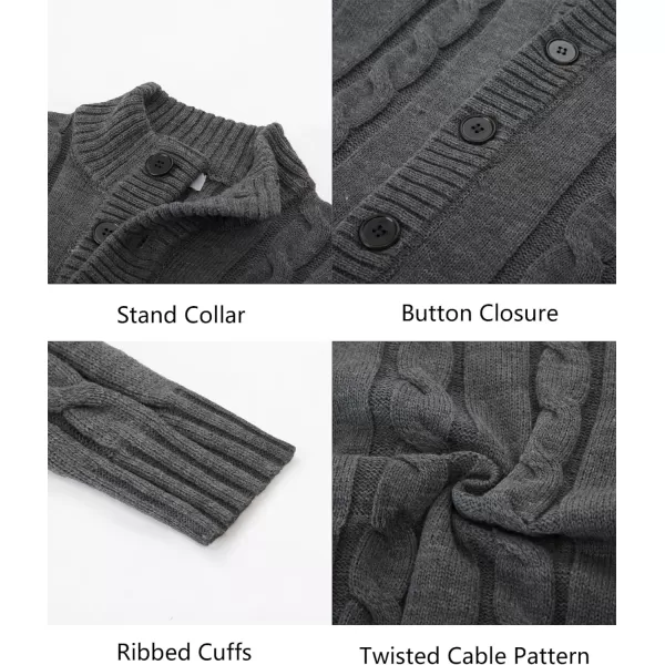 PJ PAUL JONES Men's Casual Stand Collar Cardigan Button Down Cable Knitted Sweater