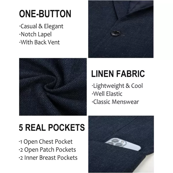 PJ PAUL JONES Mens Casual Suit Blazer Jackets One Button Regular Fit Linen Blend Sport Coat