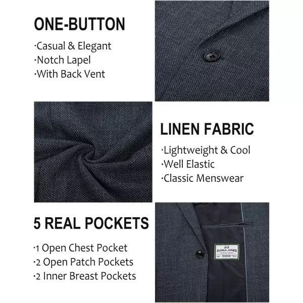 PJ PAUL JONES Mens Casual Suit Blazer Jackets One Button Regular Fit Linen Blend Sport Coat