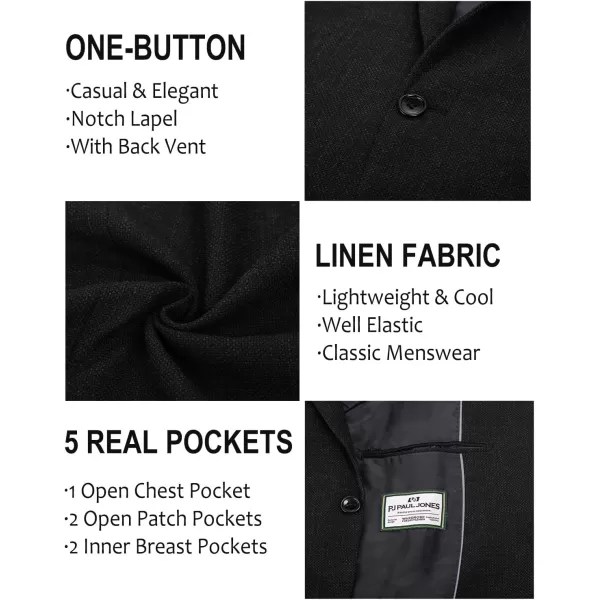 PJ PAUL JONES Mens Casual Suit Blazer Jackets One Button Regular Fit Linen Blend Sport Coat