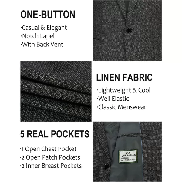 PJ PAUL JONES Mens Casual Suit Blazer Jackets One Button Regular Fit Linen Blend Sport Coat